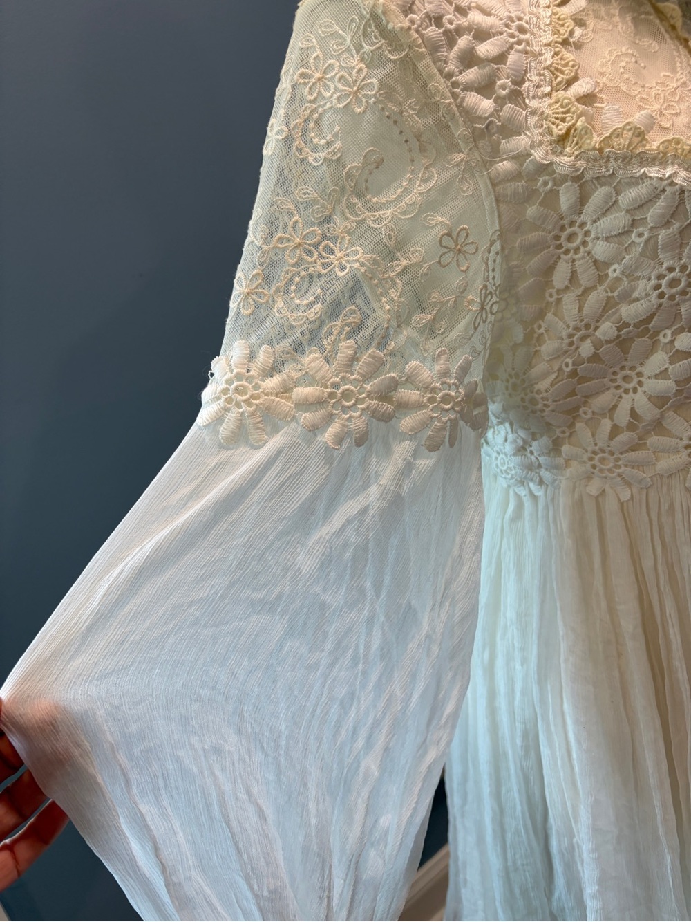 Free People Lou Lou Babydoll Dress NWT Ivory Lace Open Back Size 8 - Picture 3 of 13